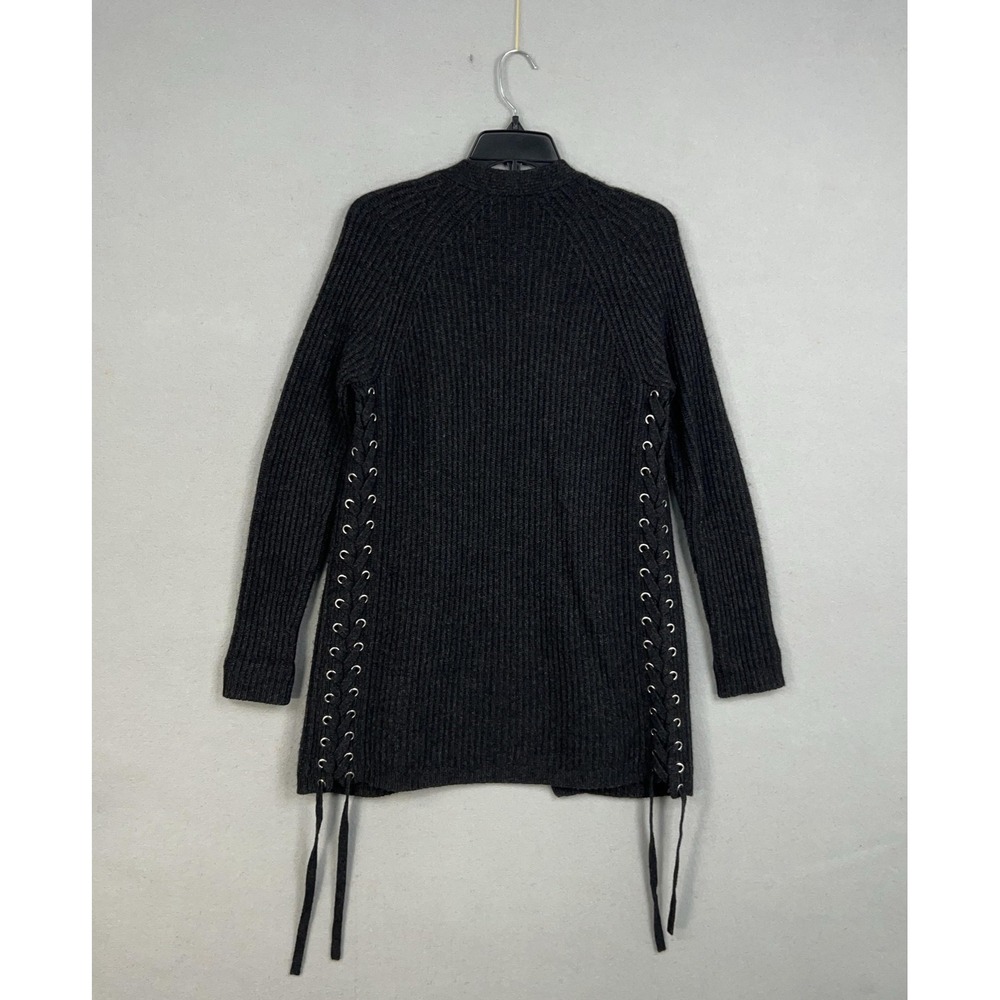 Autumn Cashmere Cardigan Sweater Womens XS Gray Ribbed Open Lace Up Sides Knit - Picture 6 of 12